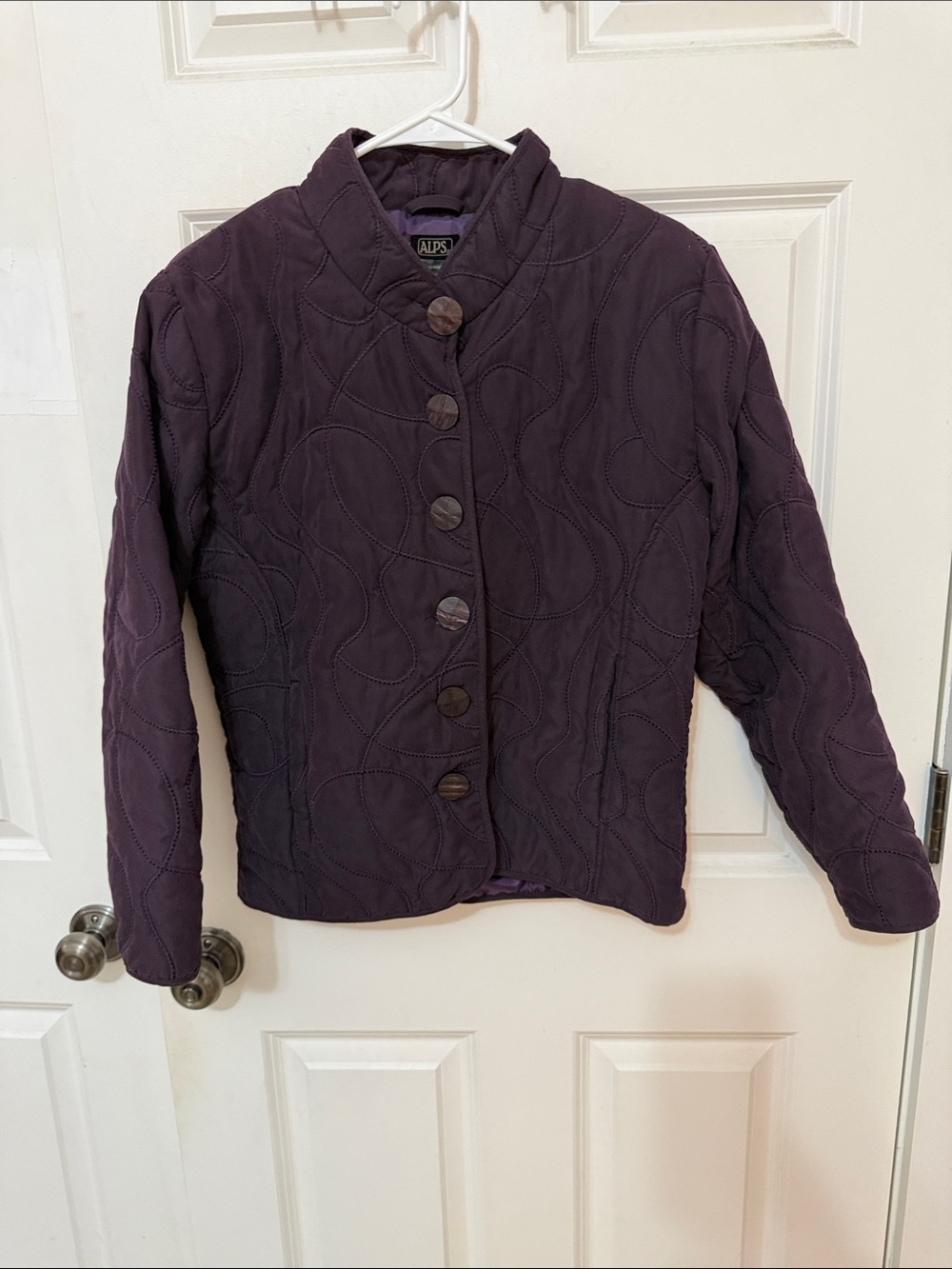 Vintage house 90s Quilted Purple Swirl stitched Jacket Size medium button down
